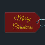 Elegant Maroon & Gold Gift Tags<br><div class="desc">This elegant gift tag is here to help you with your gift-giving efforts.  You don't like the colours?  No problem.  You can change the background,  the message,  and how the letters appear.  Merry Christmas. By Sharon Lee Hudson.</div>