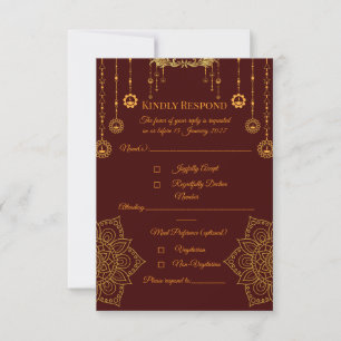 Elegant Maroon & Gold RSVP Card