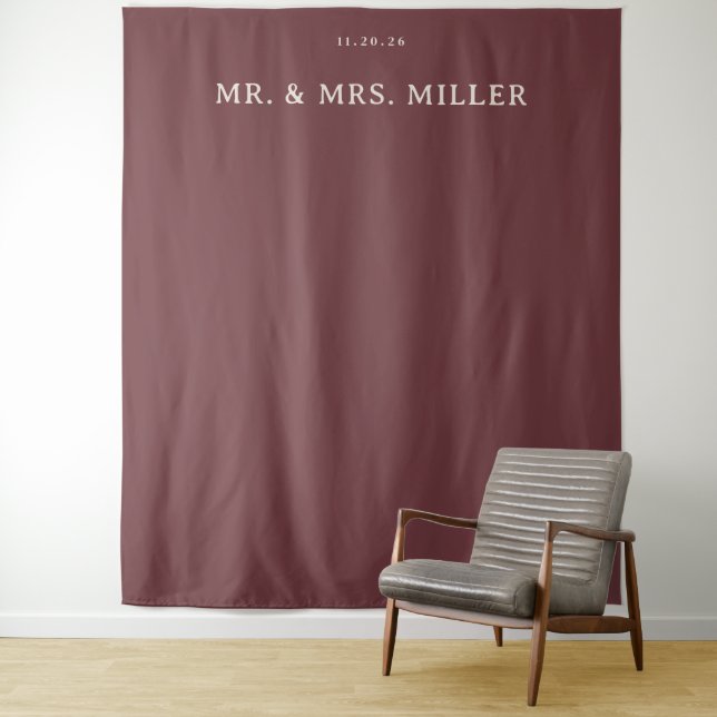 Elegant Maroon Minimalist Invitation Tapestry (In Situ)
