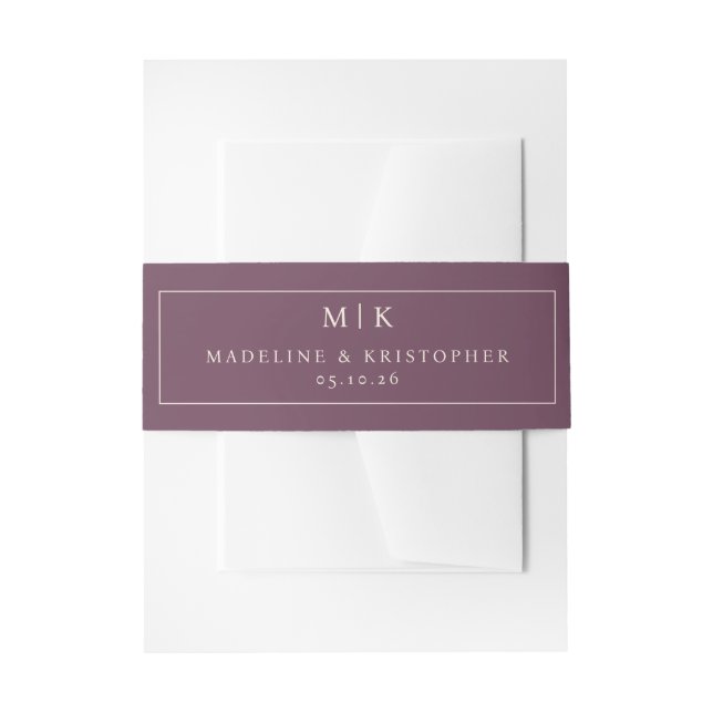 Elegant Maroon Minimalist Rectangle Invitation Belly Band (Front Example)