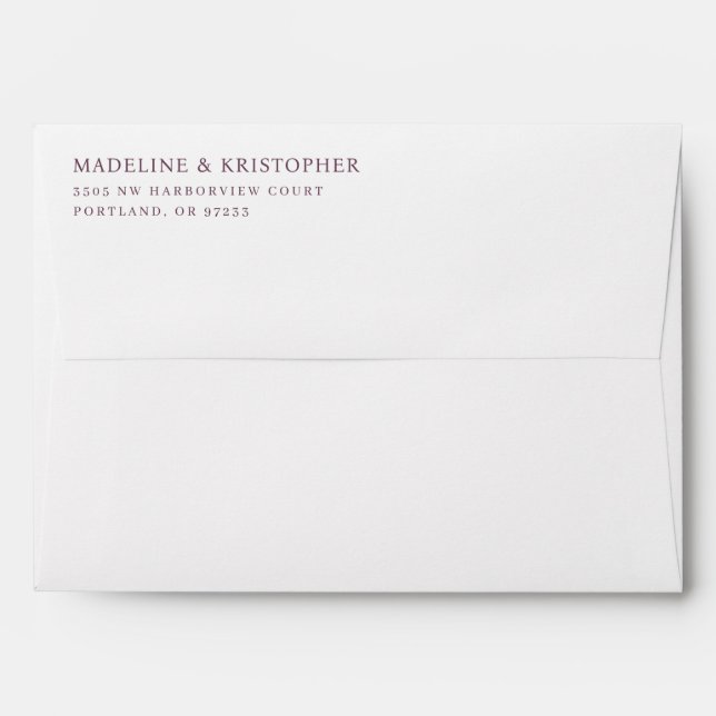Elegant Maroon Minimalist Typographic Envelope (Back (Top Flap))