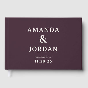 Elegant Maroon Minimalist Typographic Guest Book