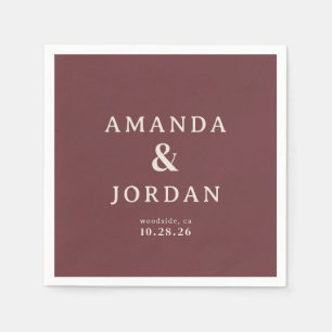 Elegant Maroon Minimalist Wedding Invitation Napkin