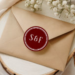 Elegant Maroon Monogram Envelope Seal<br><div class="desc">Red wedding envelope seals.</div>