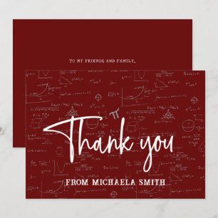 Elegant Maroon Script Typography Math Graduation Thank You Card