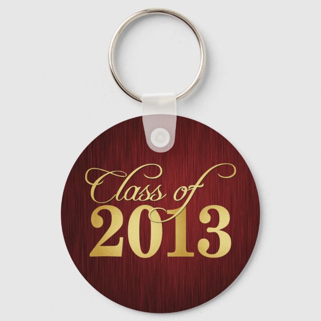 Elegant Maroon vignette and Gold Class of 2013 Key Ring (Front)