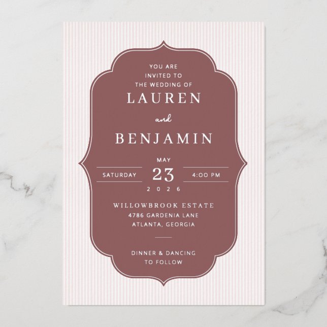 Elegant Maroon Vintage Wedding Invitation (Front)
