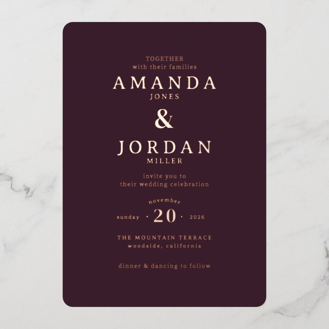 Elegant Maroon Wedding Invitation (Front)
