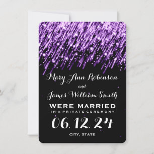 Elegant Marriage Elopement Falling Stars Purple Announcement