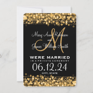 Elegant Marriage Elopement Sparkles Gold Announcement
