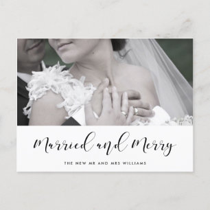 Elegant Married and Merry couple Christmas Postcard