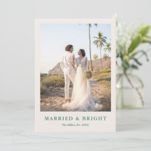 Elegant Married & Bright Wedding Xmas Thank You Holiday Card