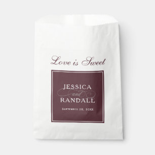 Elegant Marsala Burgundy Red Love is Sweet Favour Bags