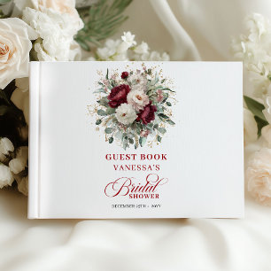 Elegant Marsala Floral Bridal Shower Guest Book