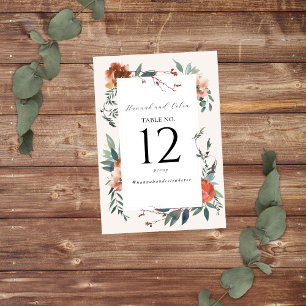 Elegant Marsala Peach Botanical Garden Table Number