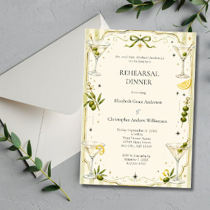 Elegant Martini Cocktail Wedding Rehearsal Dinner Invitation