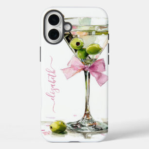 Elegant Martini Monogrammed iPhone 16 Plus Case