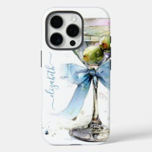Elegant Martini Monogrammed iPhone 16 Pro Case