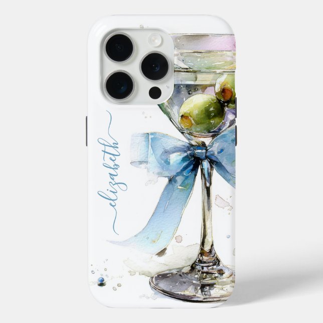 Elegant Martini Monogrammed Case-Mate iPhone Case (Back)