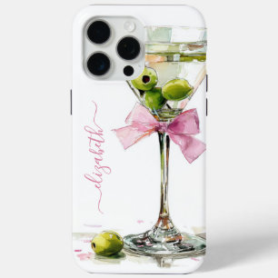 Elegant Martini Monogrammed iPhone 15 Pro Max Case