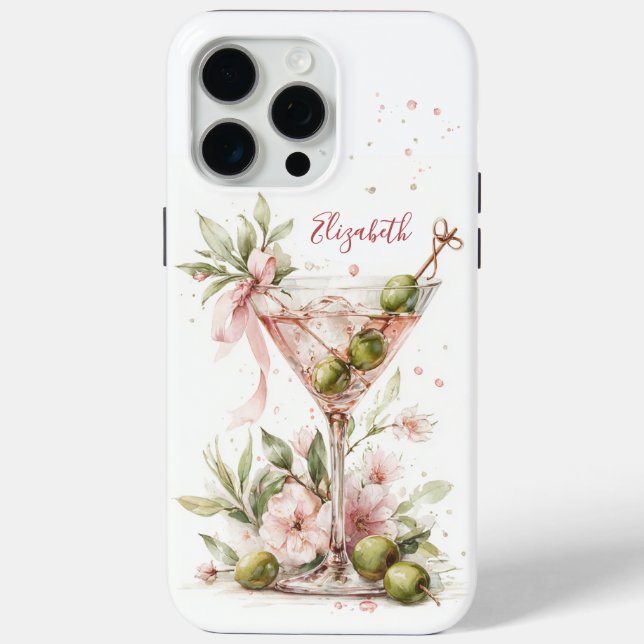 Elegant Martini Monogrammed Case-Mate iPhone Case (Back)