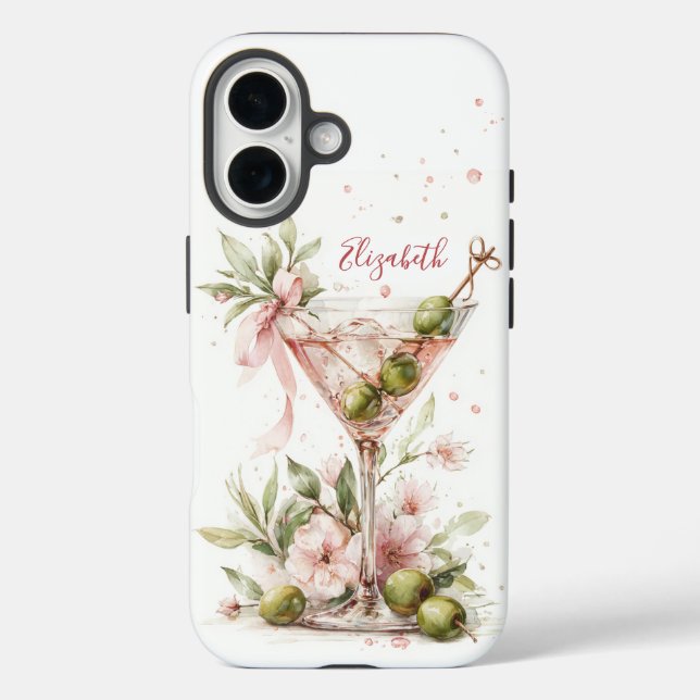 Elegant Martini Monogrammed Case-Mate iPhone Case (Back)