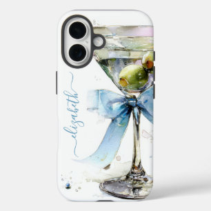 Elegant Martini Monogrammed iPhone 16 Case