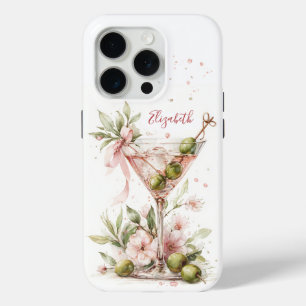 Elegant Martini Monogrammed iPhone 15 Pro Case
