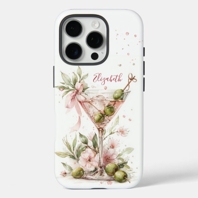 Elegant Martini Monogrammed Case-Mate iPhone Case (Back)