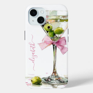 Elegant Martini Monogrammed iPhone 15 Case
