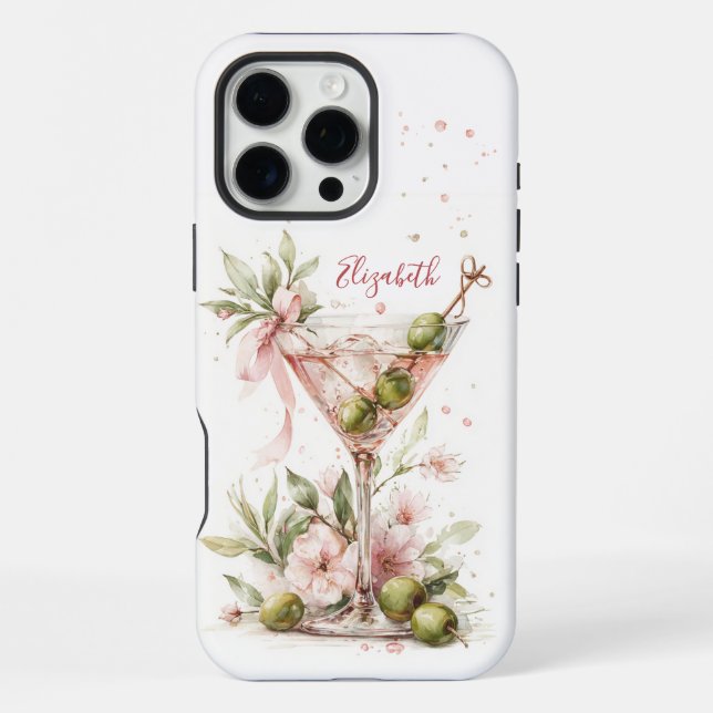Elegant Martini Monogrammed iPhone Case (Back)