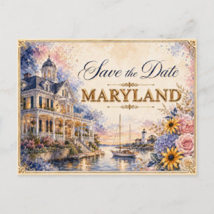 Elegant Maryland Save the Date Wedding Invitation Postcard