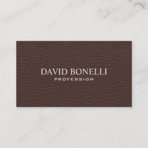 Elegant Masculine Dark Brown Leather Look Business Card