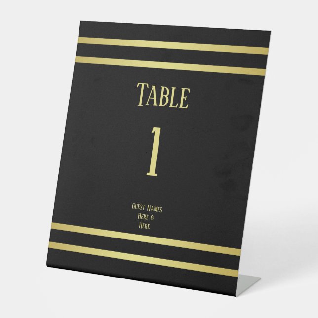 Elegant Masculine Gold & Black Birthday Pedestal Sign (Front)