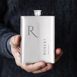 Elegant Masculine Monogram Groomsmen Gift Flask<br><div class="desc">This simple custom groomsmen flask features personalised groomsman's name,  monogram,  and wedding date. You can easily change the background and fonts colours to match your event if you like. Also great for a best man,  father of the bride and more.</div>