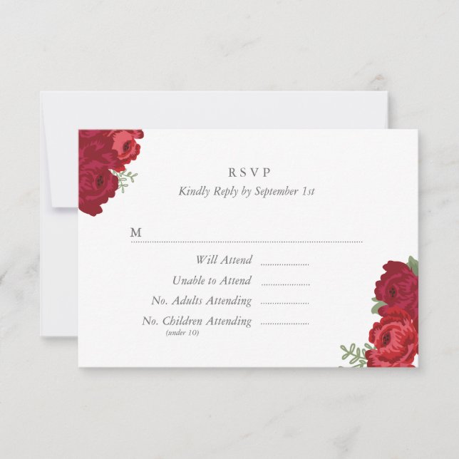 Elegant Mason Jar RSVP Card - Red (Front)