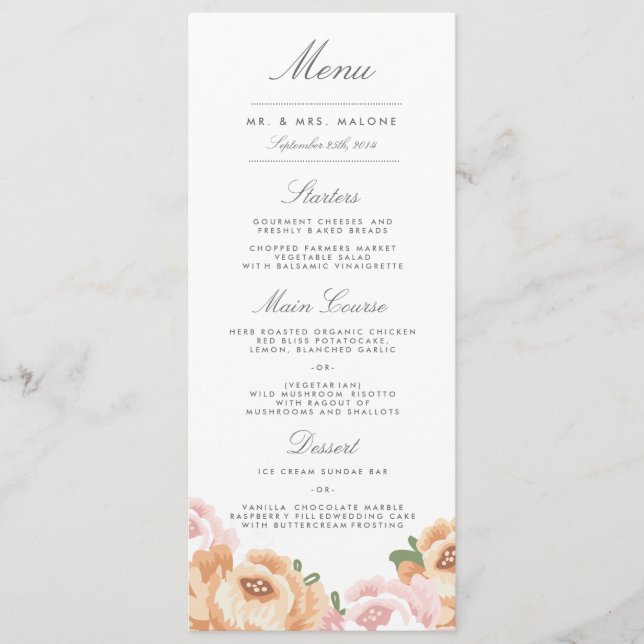 Elegant Mason Jar Wedding Menu (Front)