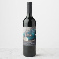 Elegant Masquerade Mask & Pearls Party Wine Label