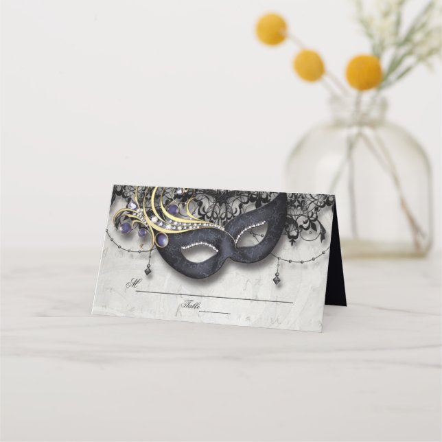 Elegant Masquerade Place Card (Front)
