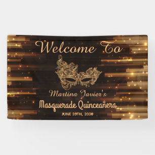 Elegant Masquerade Quinceañera 15th Birthday Banner