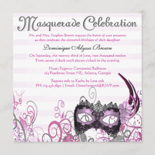 Elegant Masquerade Swirl Invite [Pink]