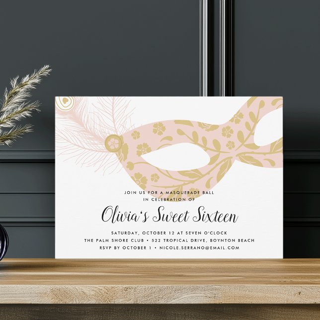 Elegant Masquerade Theme Sweet Sixteen Invitation (Creator Uploaded)