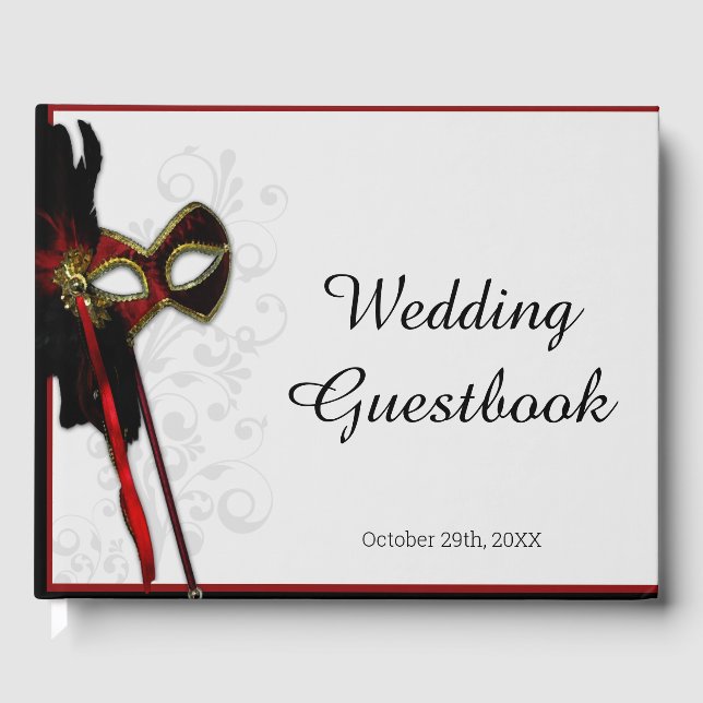 Elegant Masquerade Wedding Guest Book (Front)