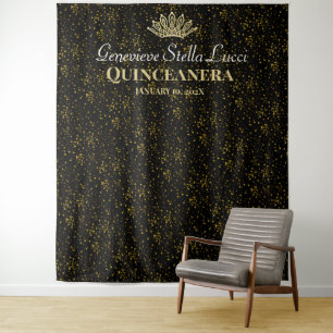Elegant Masquerade with White Rose Backdrop Tapestry