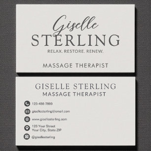 Elegant Massage Therapist Luxury Modern Script  Business Card