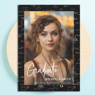 Elegant Math Handwritten Script Photo Graduation Announcement