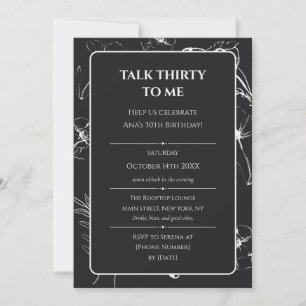 Elegant Matte Black and Alabaster 30th Birthday Invitation