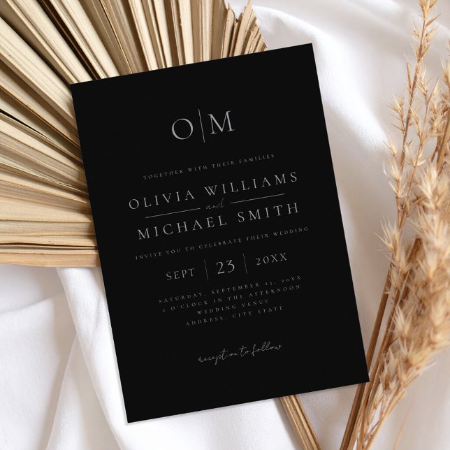 Elegant Matte Black Minimalist Wedding Invitation (Creator Uploaded)