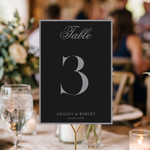 Elegant Matte Black Old Money Wedding Table Number