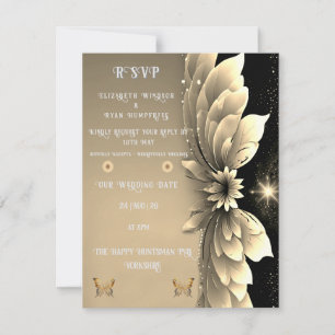 Elegant Mauve and Gold Wedding  RSVP Card